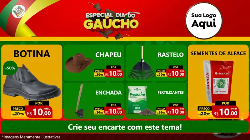Modelo de TV para TV Horizontal com o tema Especial Dia do Gaúcho para Agropecuária