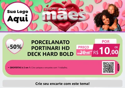 Modelo de Cartaz para Cartaz A4 Horizontal com o tema Dia das Mães para Pisos e revestimentos