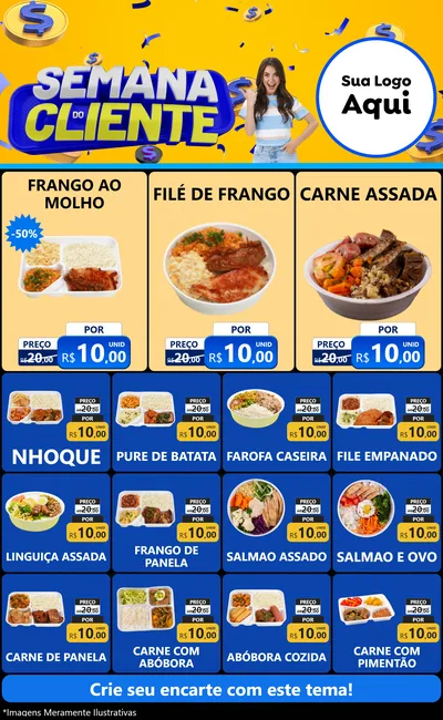 Modelo de Encarte para Encarte Grande com o tema Semana do Cliente para Restaurante