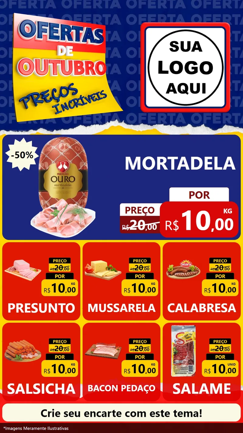 Modelo de Rede Social para Stories com o tema Ofertas de Outubro - Preços Incríveis para Frios e Laticínios