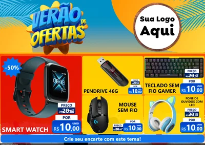 Modelo de Encarte para Encarte A4 Horizontal com o tema Verão de Ofertas para Informática