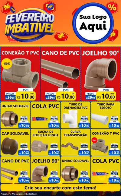 Modelo de Encarte para Encarte Grande com o tema Fevereiro Imbatível para Tubos e conexões