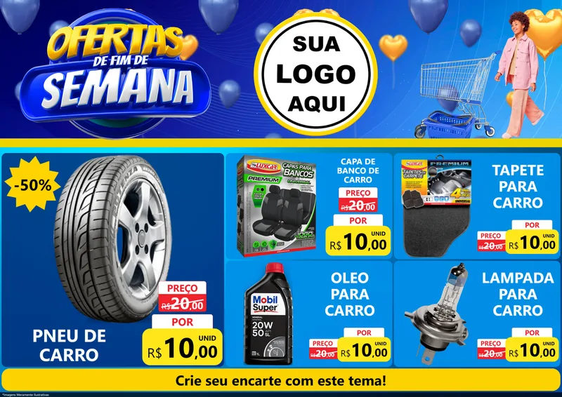Modelo de Encarte para Encarte A4 Horizontal com o tema Ofertas de Fim de Semana para Auto peças