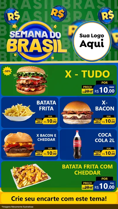 Modelo de TV para TV Vertical com o tema Semana Do Brasil para Hamburgueria