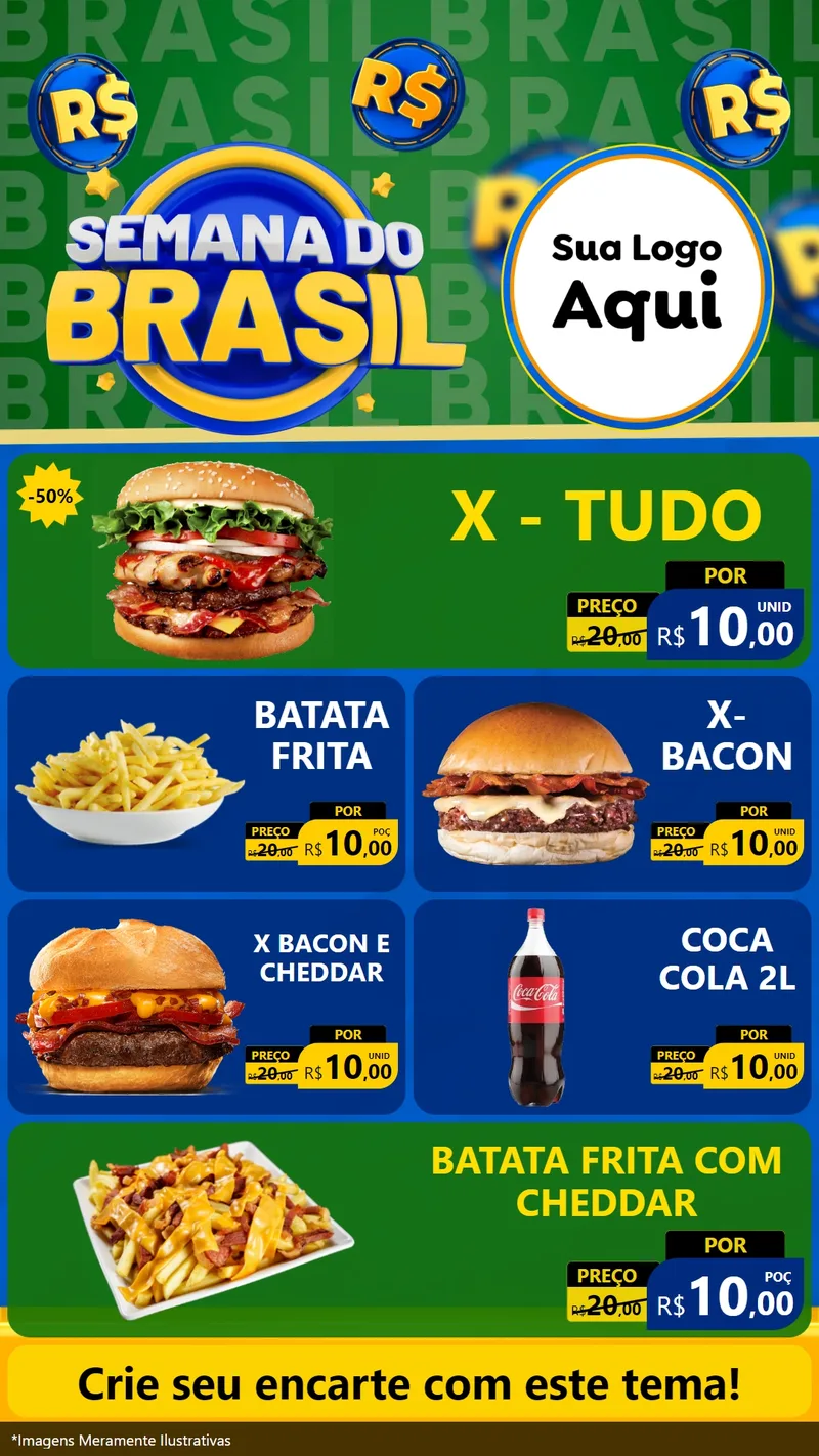 Modelo de TV para TV Vertical com o tema Semana Do Brasil para Hamburgueria