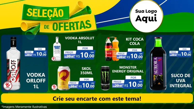 Modelo de TV para TV Horizontal com o tema Seleção de Ofertas - Copa para Distribuidora de bebidas