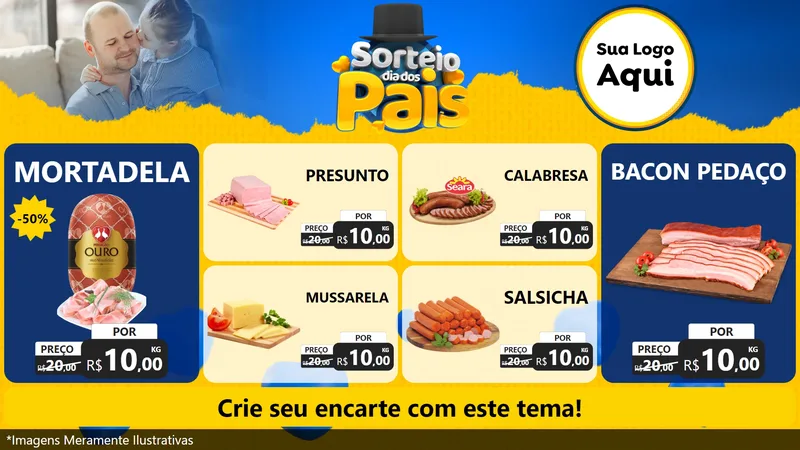 Modelo de TV para TV Horizontal com o tema Sorteio Dia Dos Pais para Frios e Laticínios