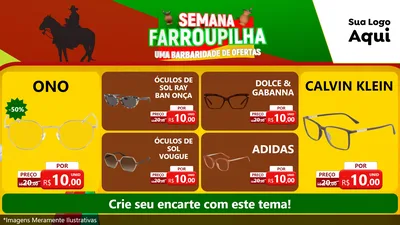 Modelo de TV para TV Horizontal com o tema Semana Farroupilha - Uma Barbaridade de Ofertas para Óticas