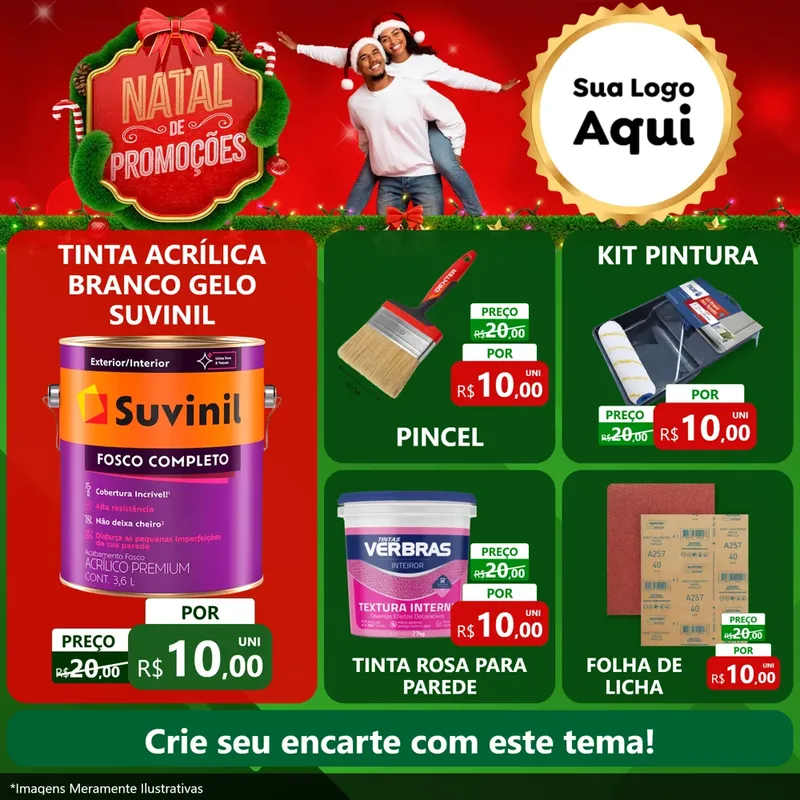Modelo de Rede Social para Feed Facebook com o tema Natal de Promoções para Tintas e Ferramentas
