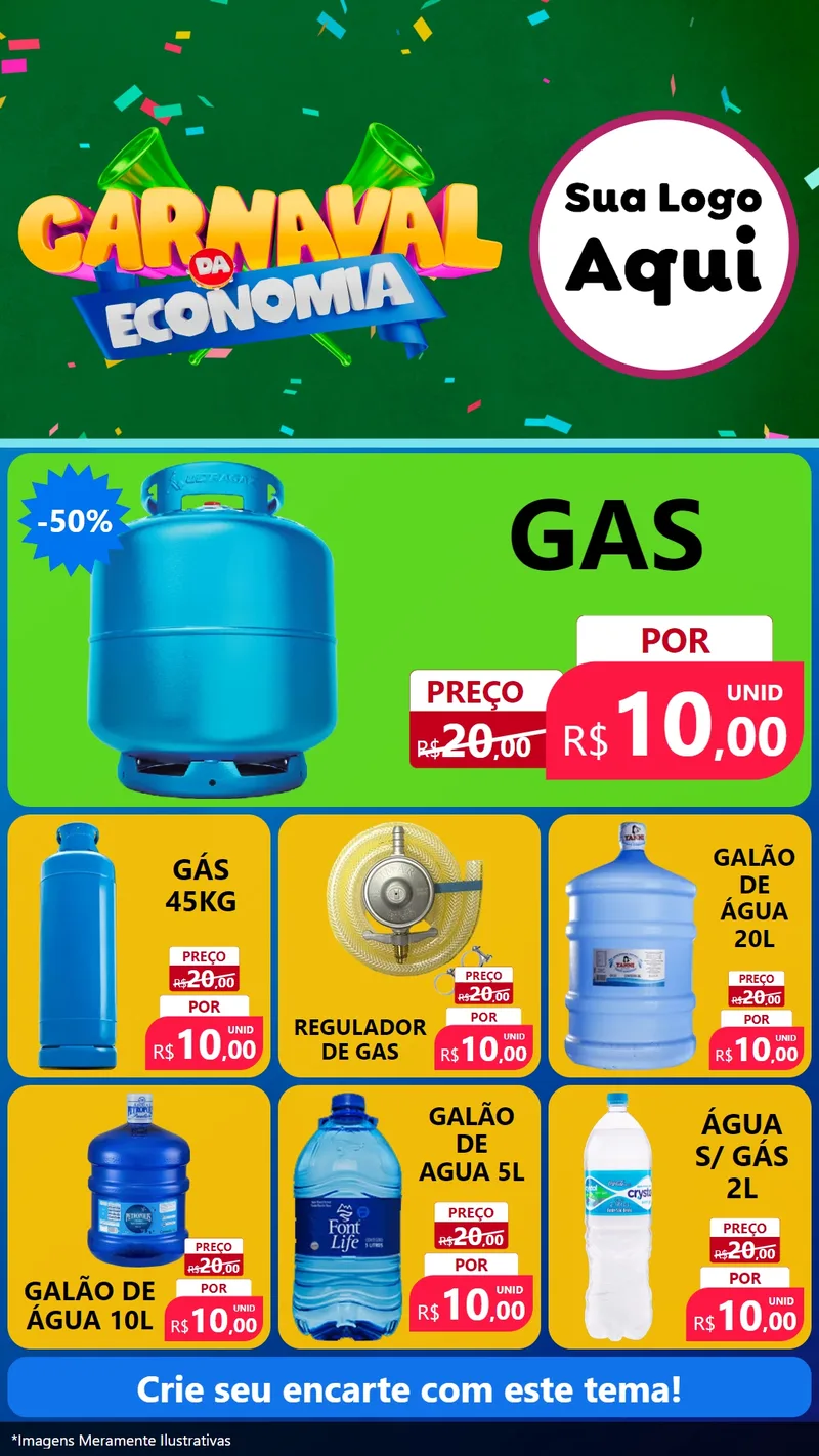 Modelo de Rede Social para Stories com o tema Carnaval da Economia para Água e gás