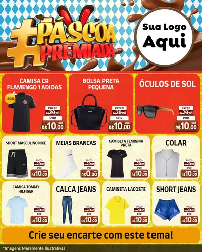 Modelo de Rede Social para Feed Instagram com o tema Páscoa Premiada para Roupas e acessórios