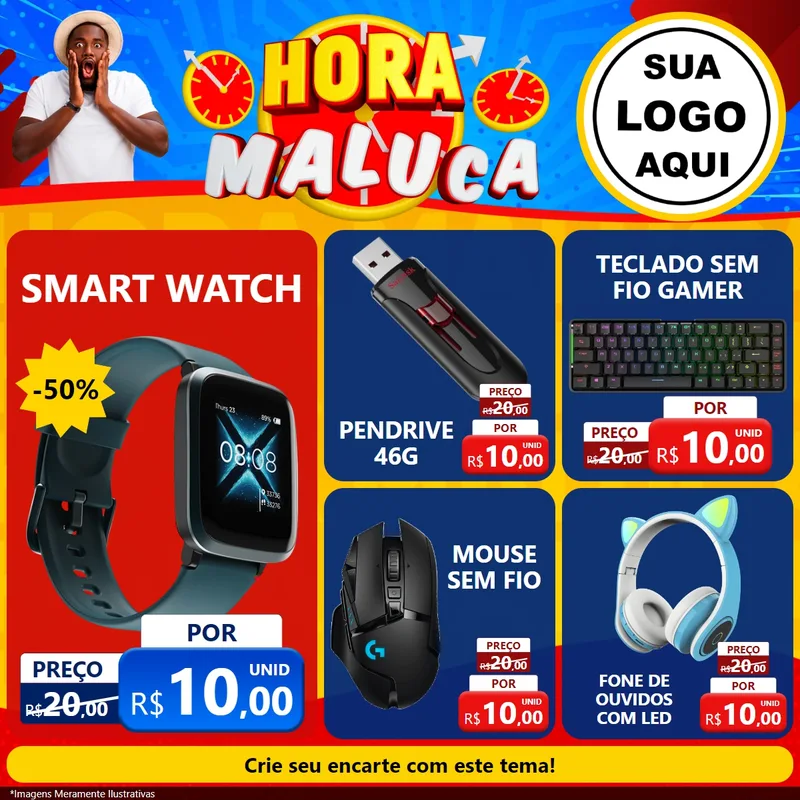 Modelo de Rede Social para Feed Facebook com o tema Hora Maluca para Informática