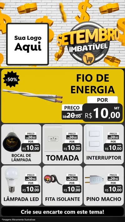 Modelo de Rede Social para Stories com o tema Setembro Imbatível para Materiais Elétricos