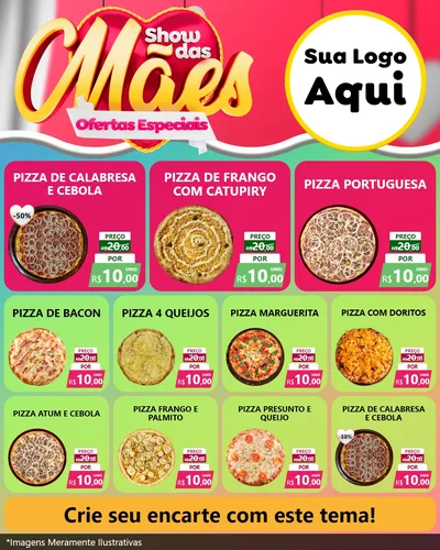 Modelo de Rede Social para Feed Instagram com o tema Show das Mães - Ofertas Especiais para Pizzaria