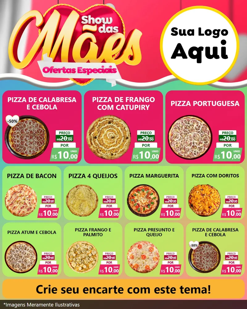 Modelo de Rede Social para Feed Instagram com o tema Show das Mães - Ofertas Especiais para Pizzaria
