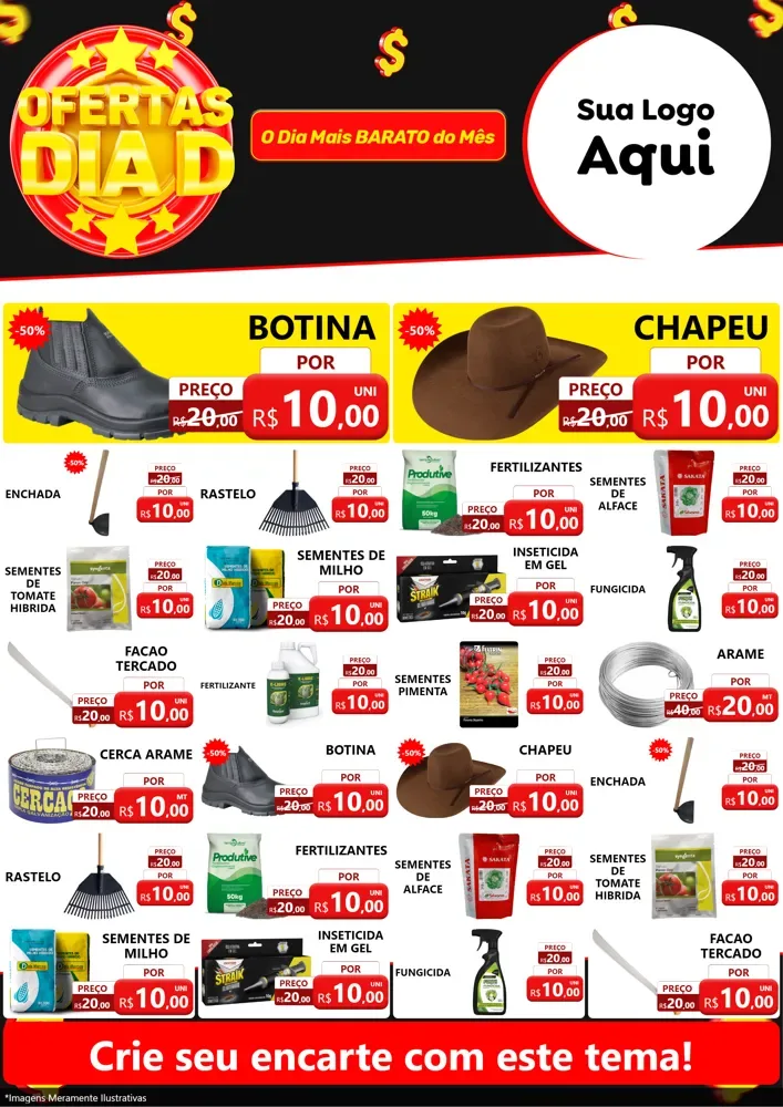 Modelo de Encarte para Encarte A4 Vertical com o tema Dia D para Agropecuária