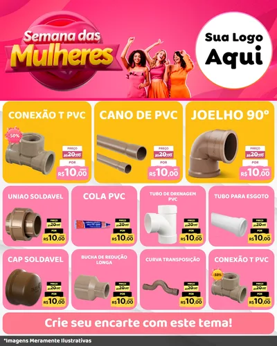 Modelo de Rede Social para Feed Instagram com o tema Semana das Mulheres para Tubos e conexões