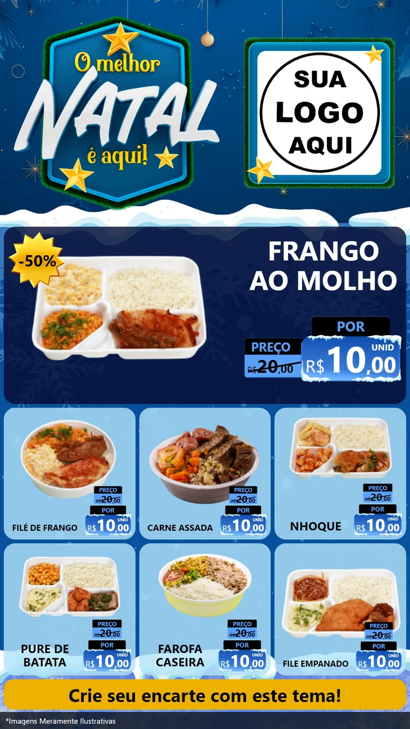 Modelo de Rede Social para Stories com o tema O Melhor Natal É Aqui! para Restaurante