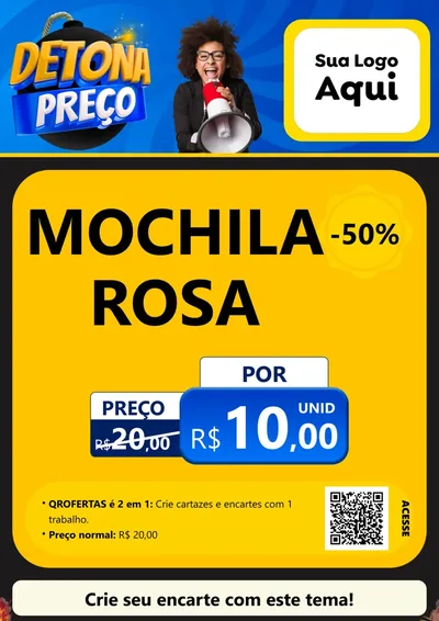 Modelo de Cartaz para Cartaz A4 Vertical com o tema Detona Preços para Papelaria