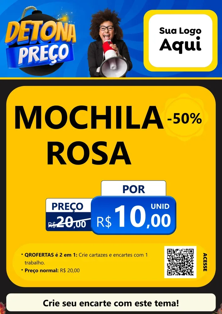 Modelo de Cartaz para Cartaz A4 Vertical com o tema Detona Preços para Papelaria