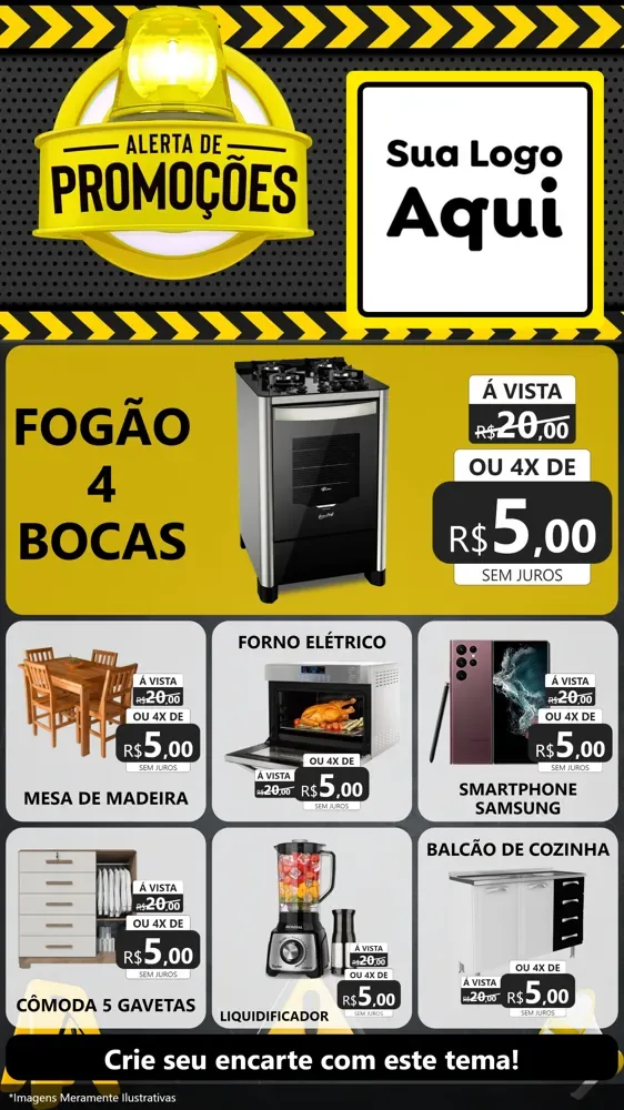 Modelo de Rede Social para Stories com o tema Alerta de Promoções para Móveis e Eletro