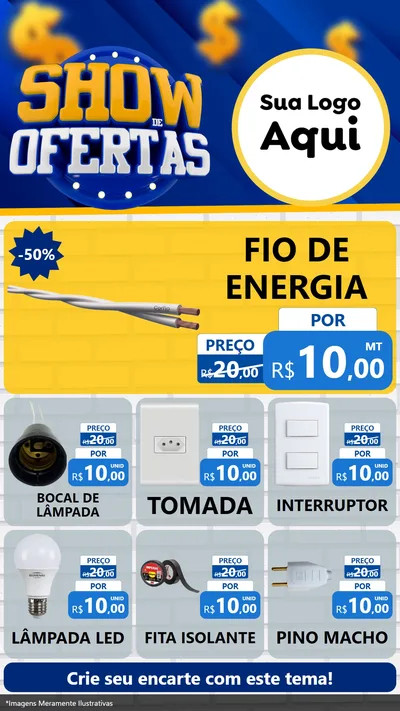 Modelo de Rede Social para Stories com o tema Show de Ofertas para Materiais Elétricos