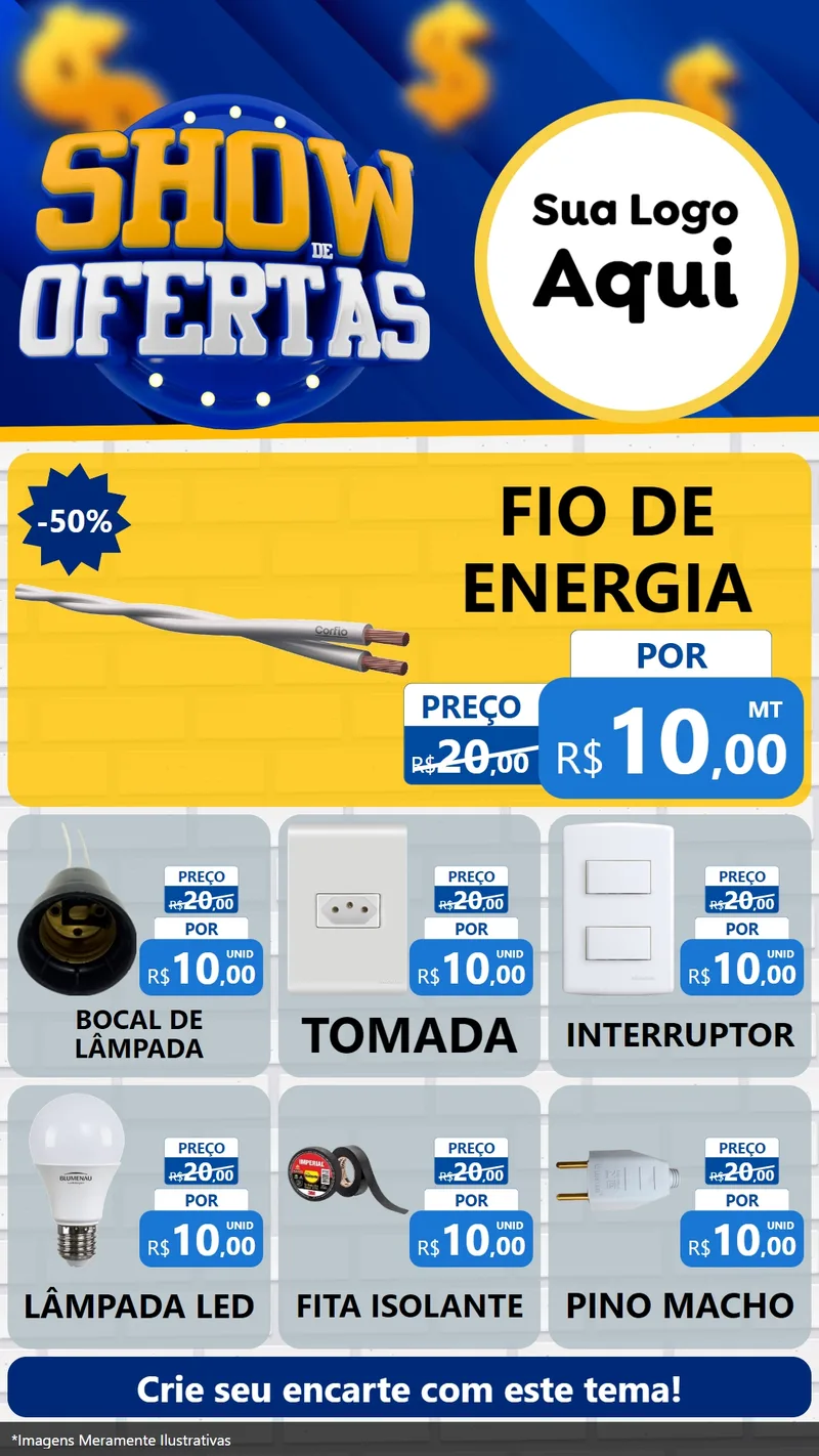 Modelo de Rede Social para Stories com o tema Show de Ofertas para Materiais Elétricos