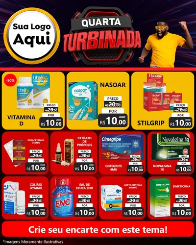 Modelo de Rede Social para Feed Instagram com o tema Quarta Turbinada para Farmácia