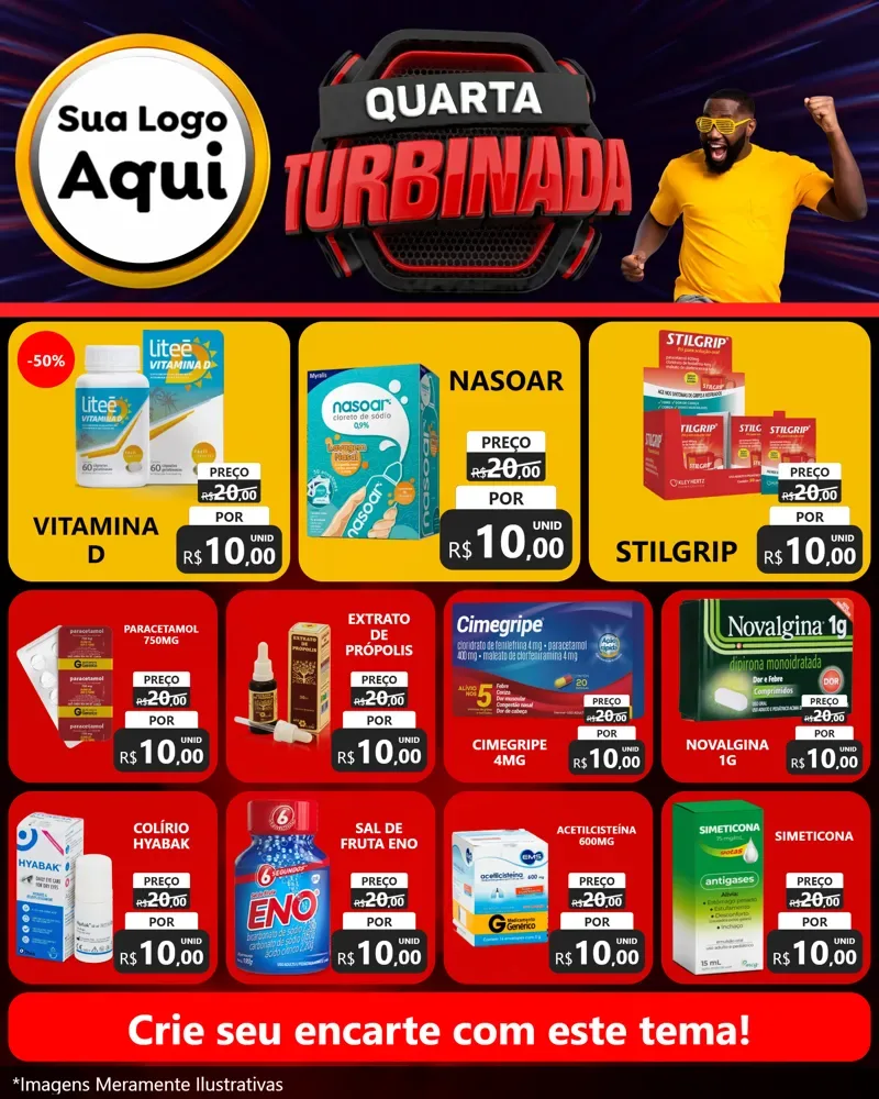 Modelo de Rede Social para Feed Instagram com o tema Quarta Turbinada para Farmácia