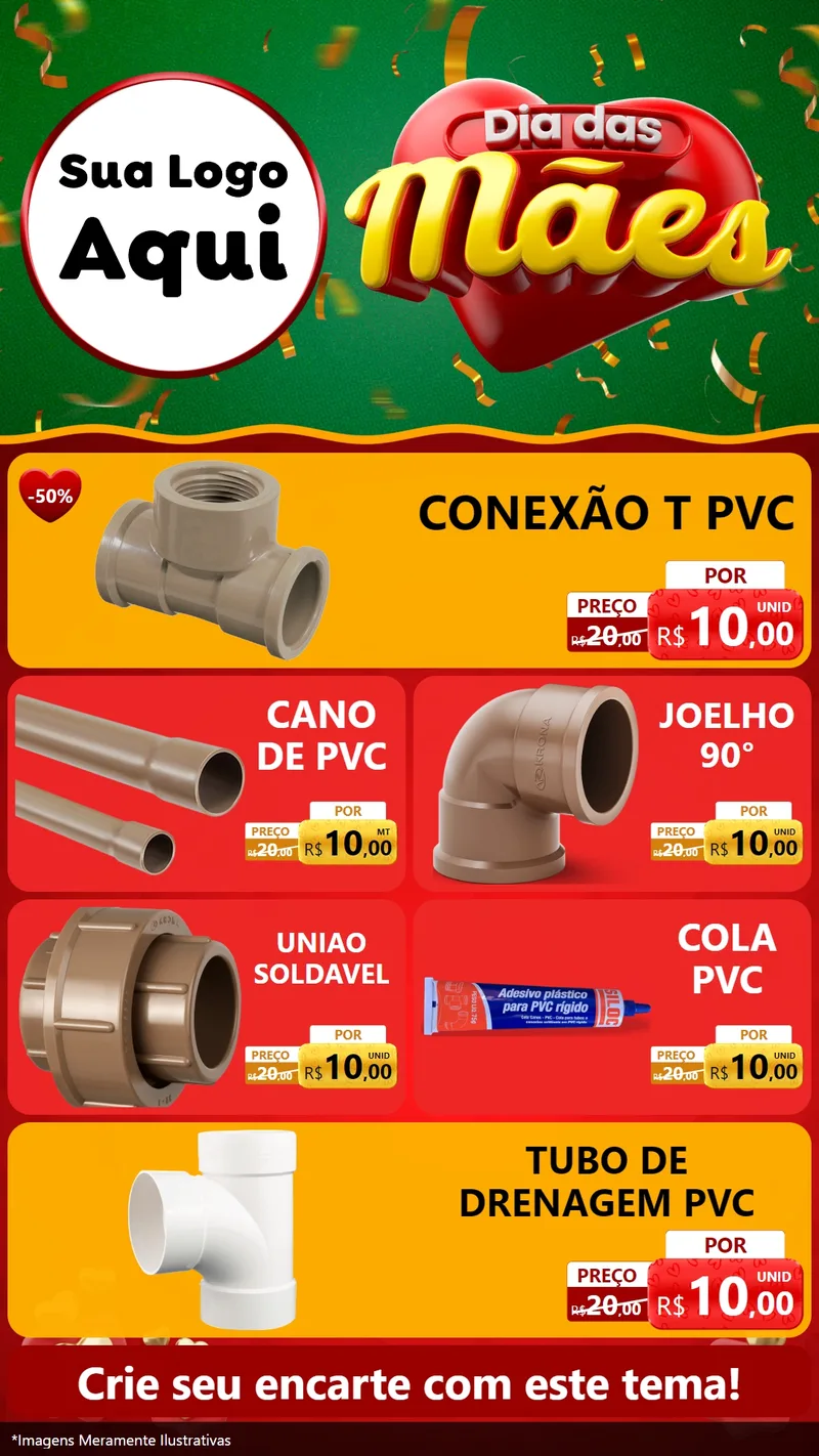 Modelo de TV para TV Vertical com o tema Dia das Mães para Tubos e conexões