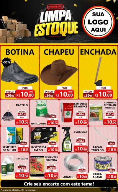 Modelo de Encarte para Encarte Grande com o tema Operação Limpa Estoque para Agropecuária