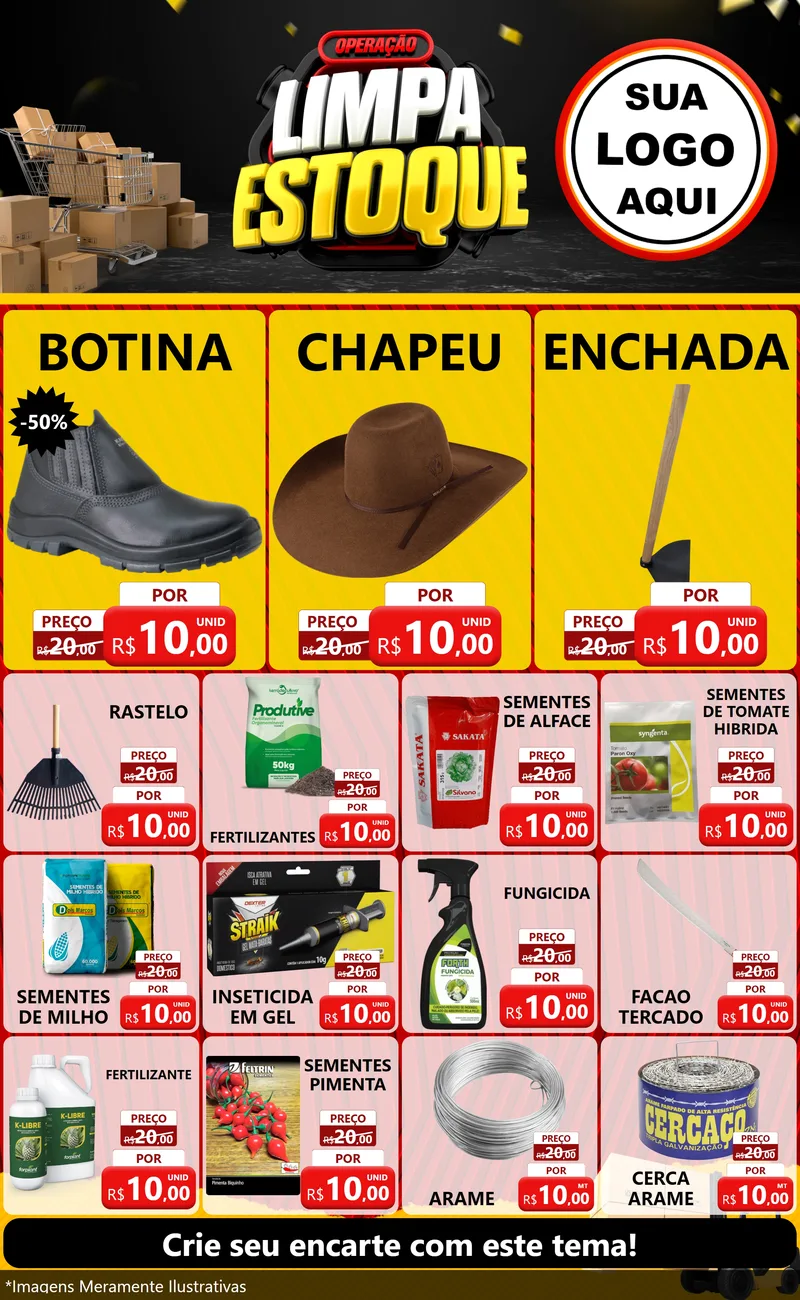Modelo de Encarte para Encarte Grande com o tema Operação Limpa Estoque para Agropecuária