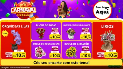 Modelo de TV para TV Horizontal com o tema Pré-Carnaval Especial para Floricultura e jardim