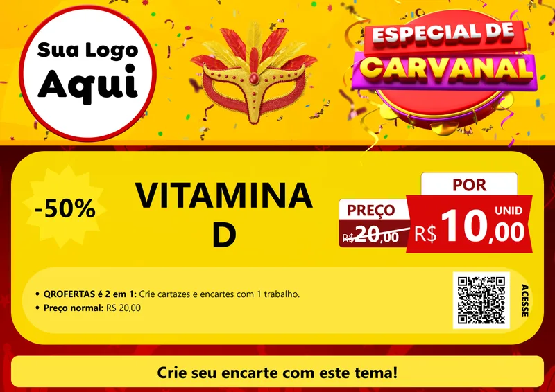 Modelo de Cartaz para Cartaz A4 Horizontal com o tema Especial de Carnaval para Farmácia