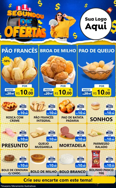 Modelo de Encarte para Encarte Grande com o tema Segundou de Ofertas para Padaria
