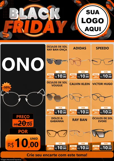 Modelo de Encarte para Encarte A4 Vertical com o tema Black Friday para Óticas