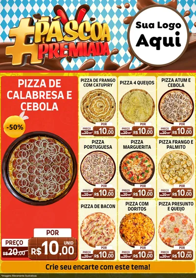 Modelo de Encarte para Encarte A4 Vertical com o tema Páscoa Premiada para Pizzaria