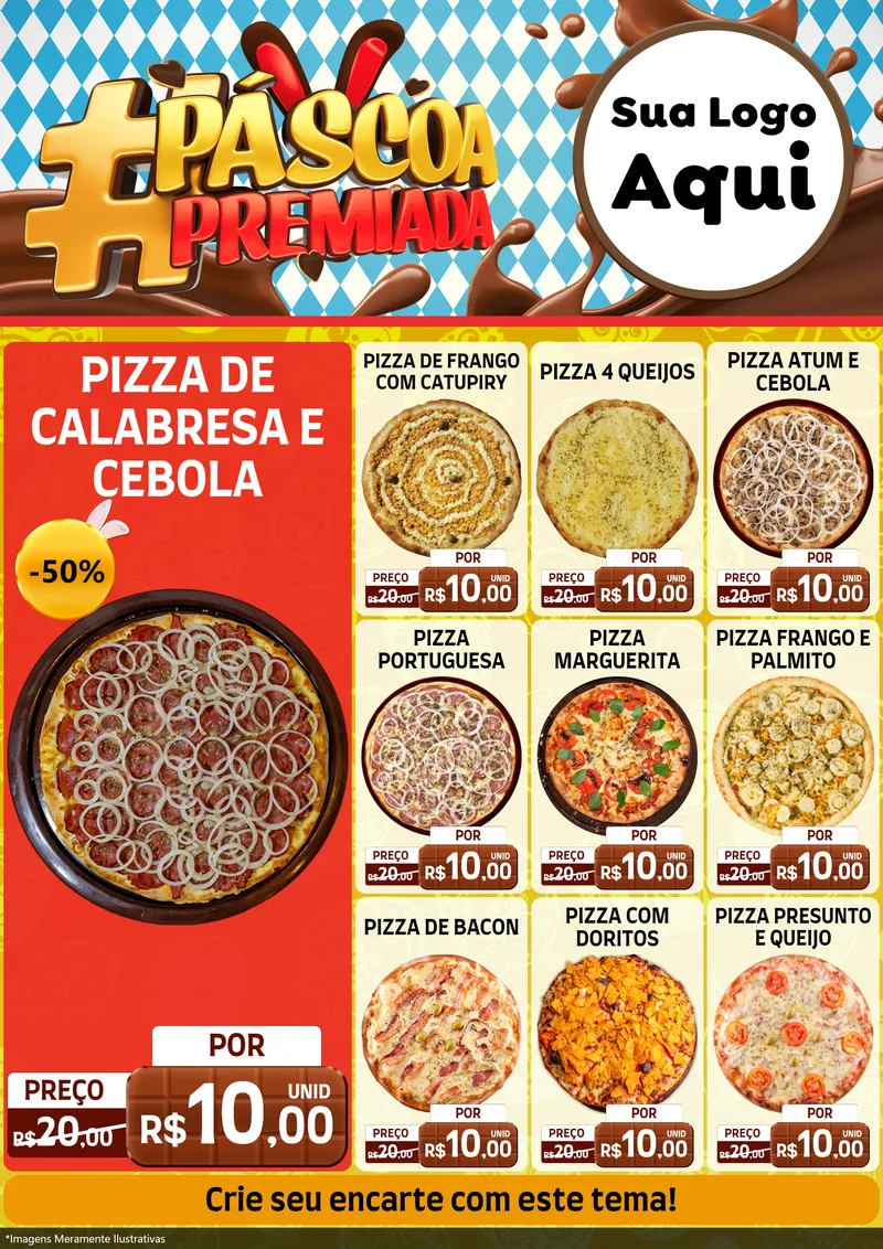 Modelo de Encarte para Encarte A4 Vertical com o tema Páscoa Premiada para Pizzaria
