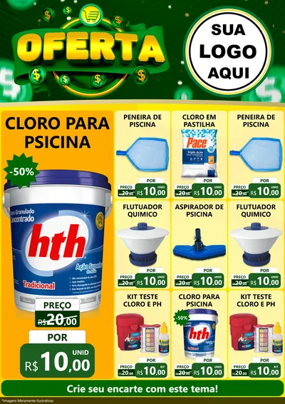 Modelo de Encarte para Encarte A4 Vertical com o tema Oferta para Produtos para Piscina