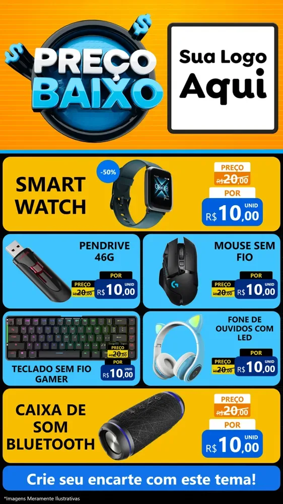 Modelo de TV para TV Vertical com o tema Preço Baixo para Informática