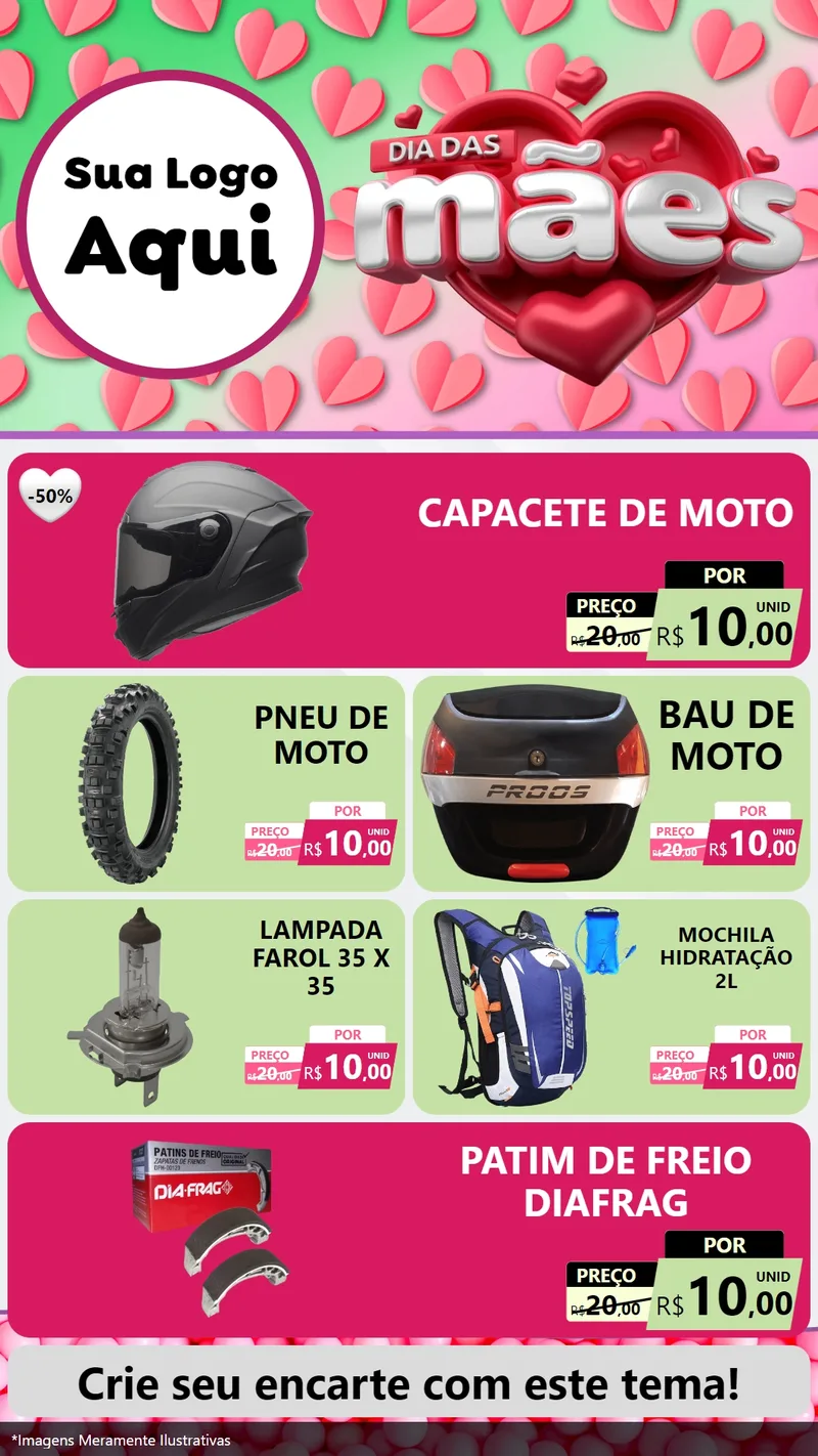 Modelo de TV para TV Vertical com o tema Dia das Mães para Moto peças