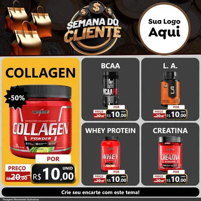 Modelo de Rede Social para Feed Facebook com o tema Semana do Cliente para Suplementos alimentares