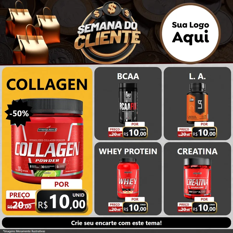 Modelo de Rede Social para Feed Facebook com o tema Semana do Cliente para Suplementos alimentares