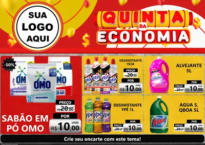 Modelo de Encarte para Encarte A4 Horizontal com o tema Quinta da Economia para Produtos de Limpeza