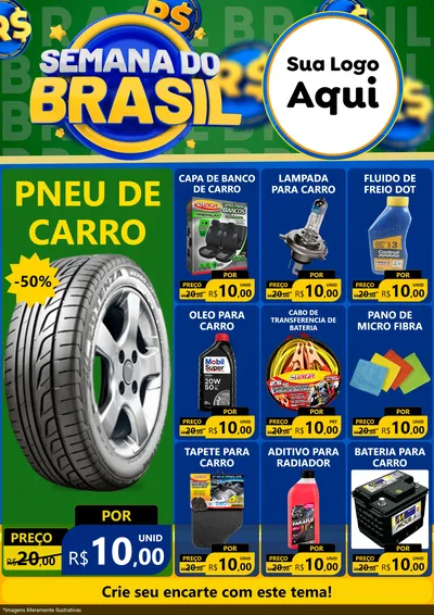 Modelo de Encarte para Encarte A4 Vertical com o tema Semana Do Brasil para Auto peças