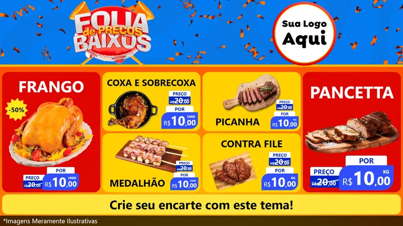 Modelo de TV para TV Horizontal com o tema Folia de Preços Baixos para Assados