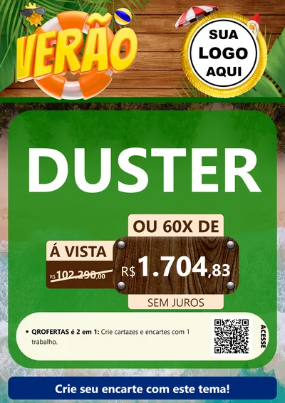 Modelo de Cartaz para Cartaz A4 Vertical com o tema Verão para Concessionaria de Carros