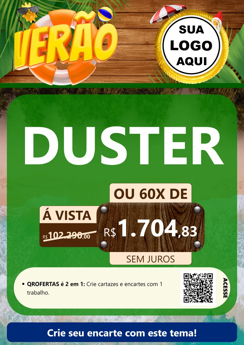 Modelo de Cartaz para Cartaz A4 Vertical com o tema Verão para Concessionaria de Carros