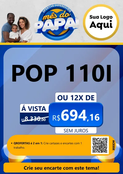 Modelo de Cartaz para Cartaz A4 Vertical com o tema Ofertas Imperdíveis Mês Do Papai para Concessionaria de Motos