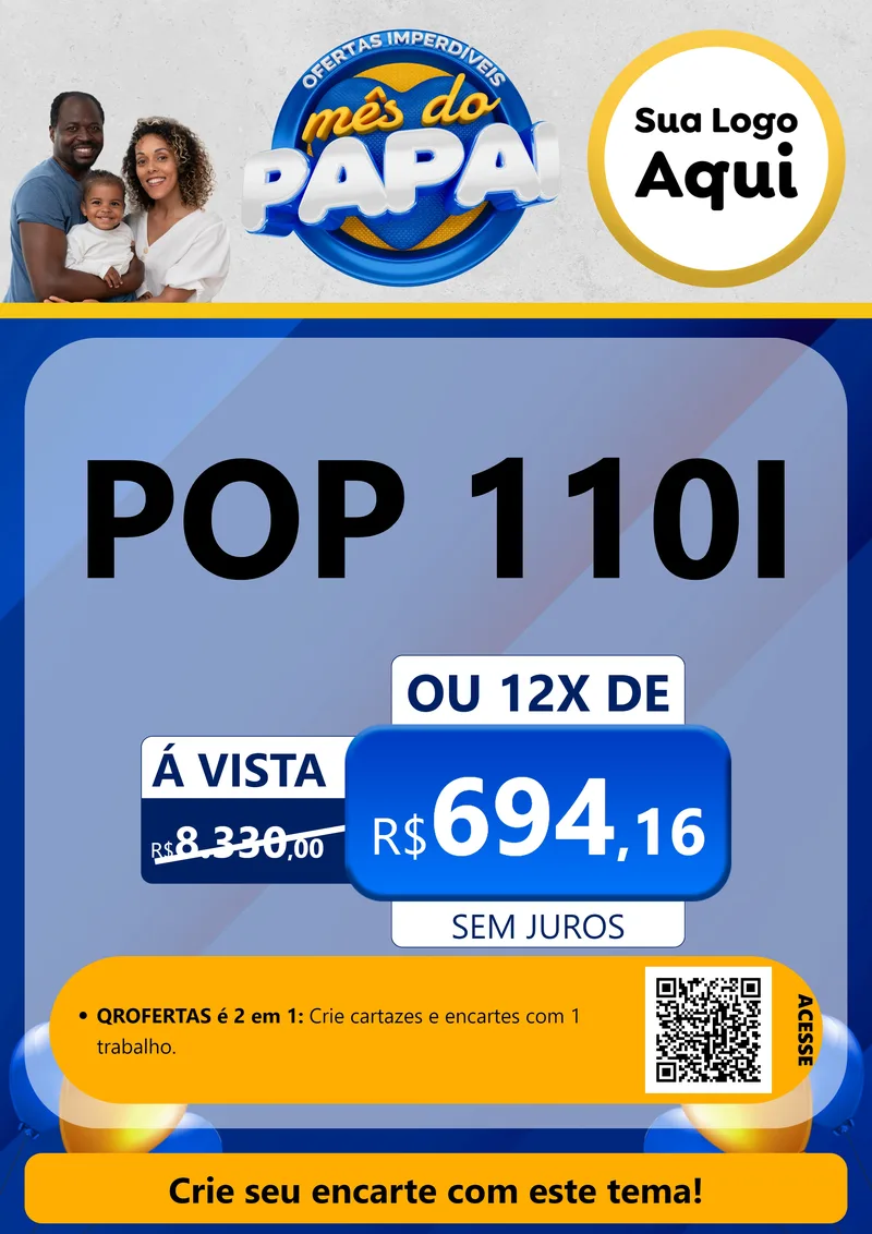 Modelo de Cartaz para Cartaz A4 Vertical com o tema Ofertas Imperdíveis Mês Do Papai para Concessionaria de Motos